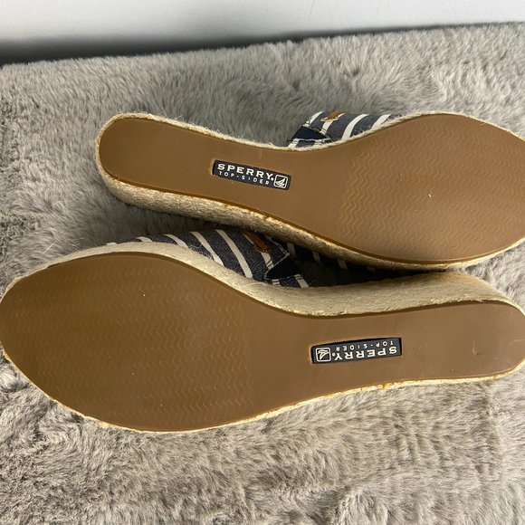 Sperry Topsider Nautical Stripe Wedge Espadrilles Size 8.5 - Picture 8 of 9